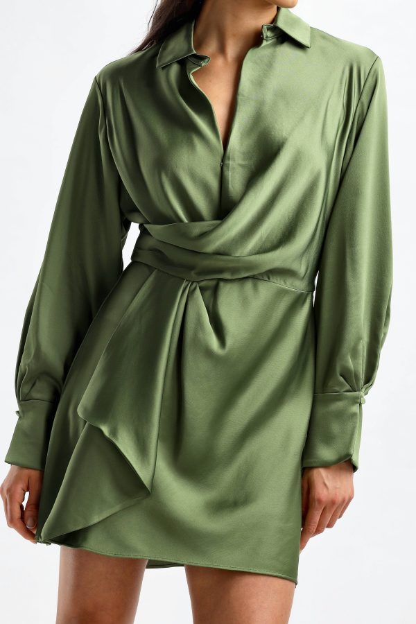 Green acetate shirt dress